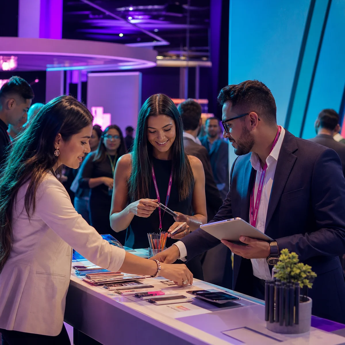 Feria corporativa con un stand experiencial