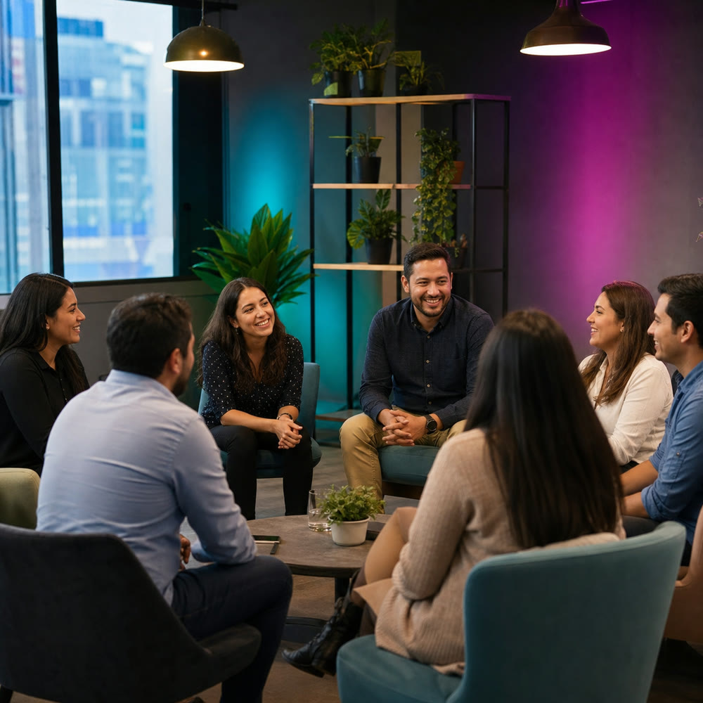 Grupo de personas compartiendo perspectivas