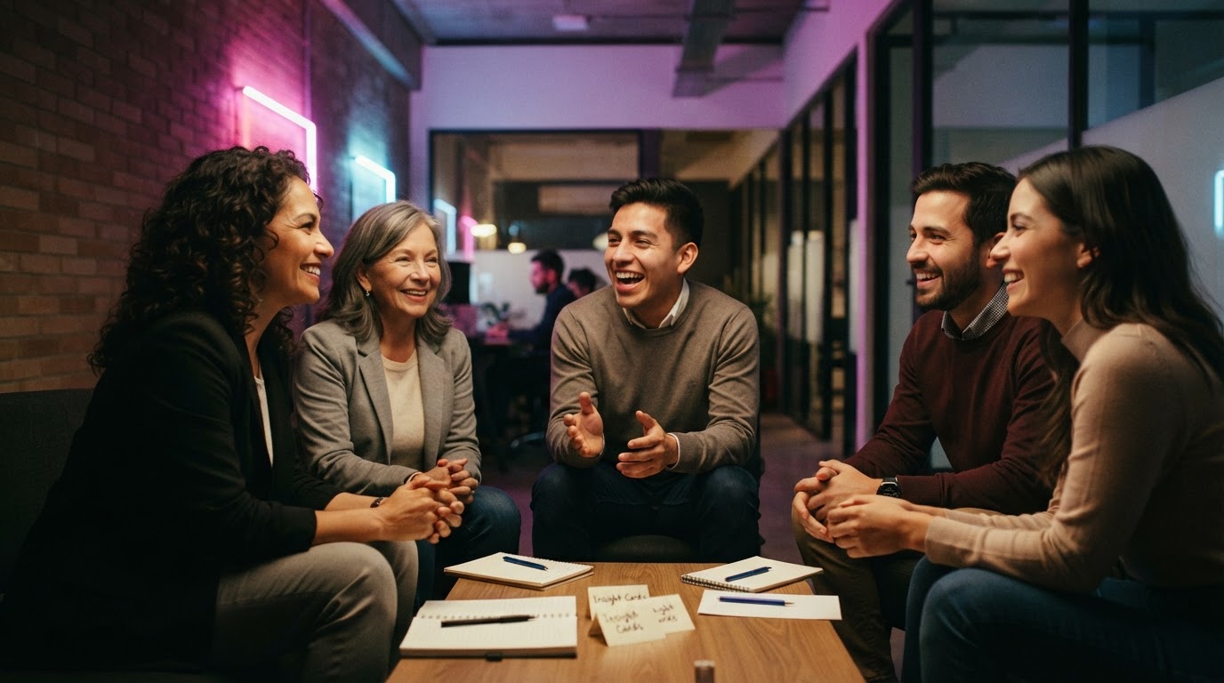 Personas conversando en una sesión de escucha